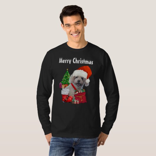 Frohe Weihnachts Poodle Long Sleeve T-Shirt (Vorne ganz)