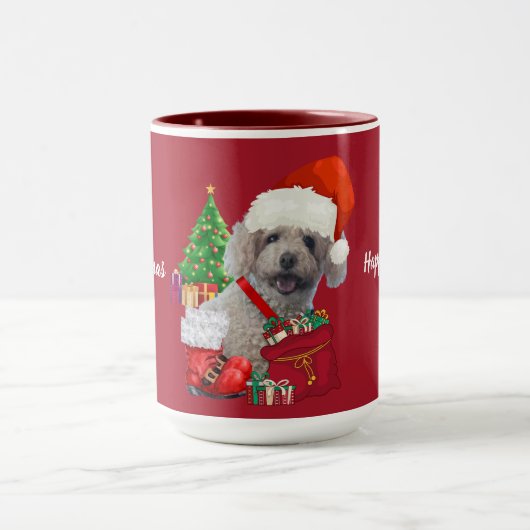 Frohe Weihnachts Poodle Red Coffee Tasse (Zentrum)
