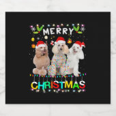 Frohe Weihnachts Poodle Shirt Weihnachtsmannmütze Schaumweinetikett (Einzelnes Label)