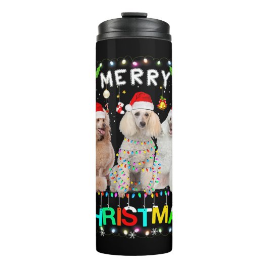 Frohe Weihnachts Poodle Shirt Weihnachtsmannmütze  Thermosbecher (Vorderseite)