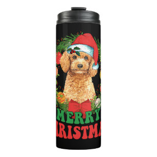 Frohe Weihnachts Poodle Weihnachtsmannmütze Hund L Thermosbecher