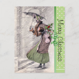 Frohe Weihnachts-Postkarte mit Vintager Lady in Sn Feiertagspostkarte