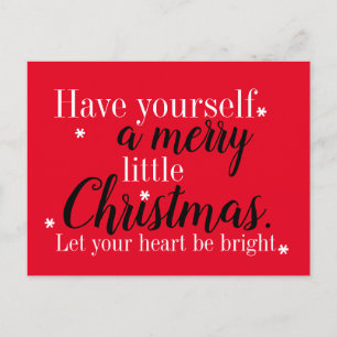 Frohe Weihnachts-Postkarte Rot, Schwarz und Weiß Feiertagspostkarte