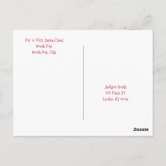 Frohe Weihnachts Postkarten Elf (Rückseite)