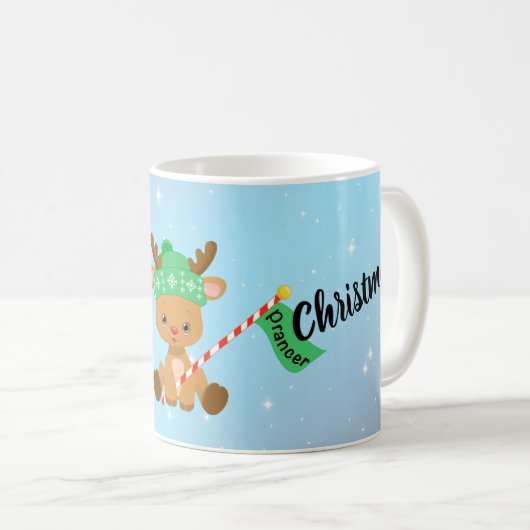 Frohe Weihnachts Prancer Reindeer Kaffeetasse (VorderseiteRechts)