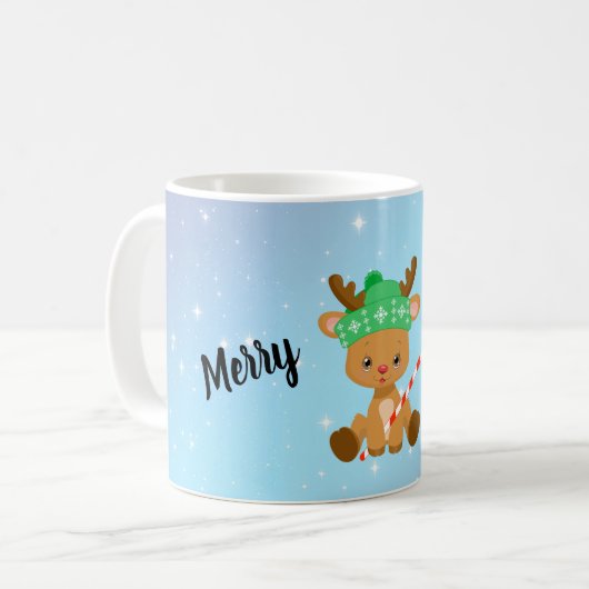 Frohe Weihnachts Prancer Reindeer Kaffeetasse (Vorderseite Links)