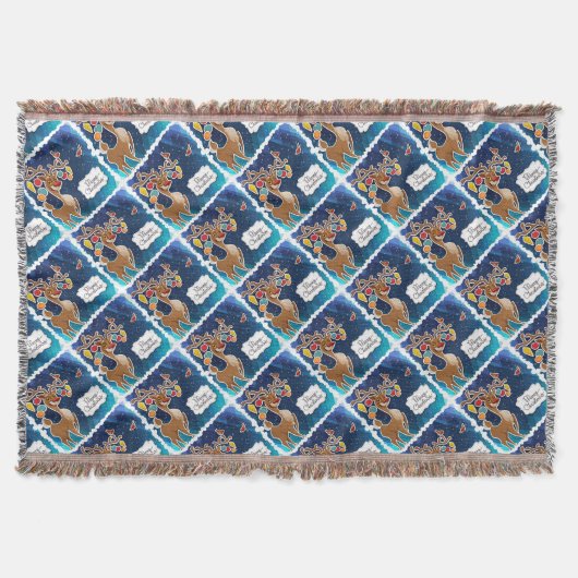 Frohe Weihnachts-Prancing-Rentier Decke (Vorderseite)