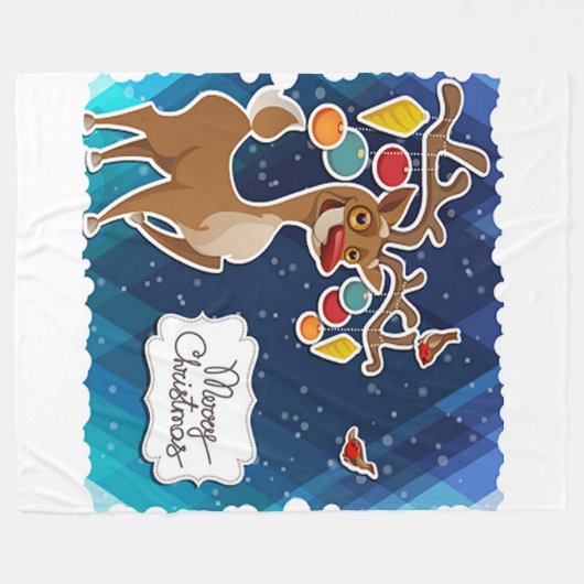 Frohe Weihnachts-Prancing-Rentier Fleecedecke (Vorderseite (Horizontal))