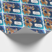 Frohe Weihnachts-Prancing-Rentier Geschenkpapier (Ecke)