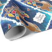 Frohe Weihnachts-Prancing-Rentier Geschenkpapier (Rolleneckpunkt)