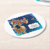 Frohe Weihnachts-Prancing-Rentier Runder Pappuntersetzer (Angewinkelt)