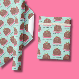 Frohe Weihnachts-Pudding-Abbildung Geschenkpapier