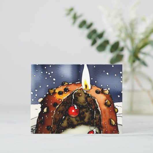 Frohe Weihnachts Pudding Urlaub Postkarte (Stehend Vorderseite)