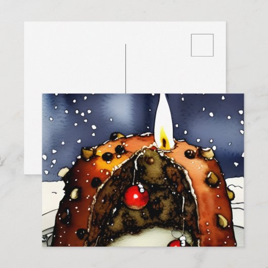 Frohe Weihnachts Pudding Urlaub Postkarte (Vorne/Hinten)