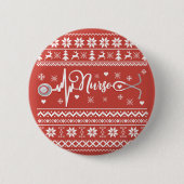 Frohe Weihnachts-Pullover-Herzschlag Button (Vorderseite)
