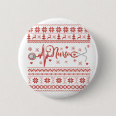 Frohe Weihnachts-Pullover-Herzschlag Button (Vorderseite)