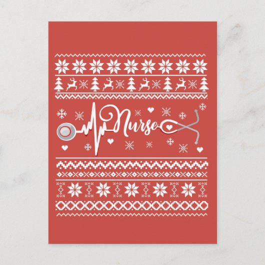 Frohe Weihnachts-Pullover-Herzschlag Postkarte (Vorderseite)