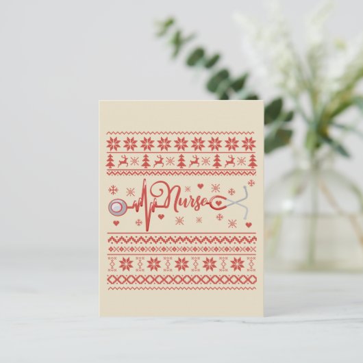 Frohe Weihnachts-Pullover-Herzschlag Postkarte (Stehend Vorderseite)