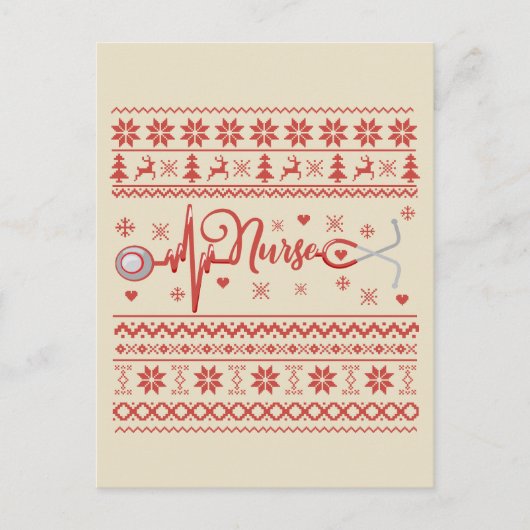 Frohe Weihnachts-Pullover-Herzschlag Postkarte (Vorderseite)