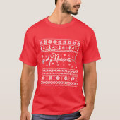 Frohe Weihnachts-Pullover-Herzschlag T-Shirt (Vorderseite)