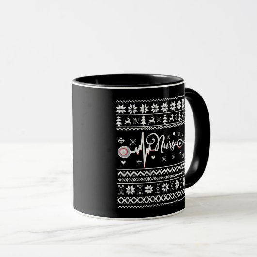 Frohe Weihnachts-Pullover-Herzschlag Tasse (VorderseiteRechts)