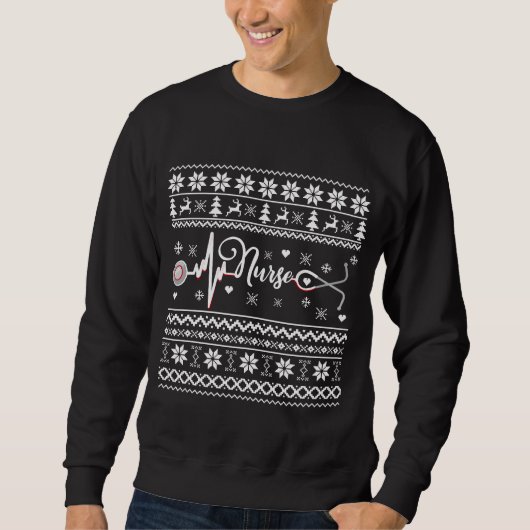 Frohe Weihnachts-Pullover-Krankenschwester Herzsch Sweatshirt (Vorderseite)
