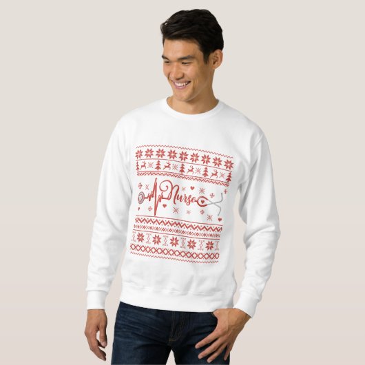 Frohe Weihnachts-Pullover-Krankenschwester Herzsch Sweatshirt (Vorne ganz)