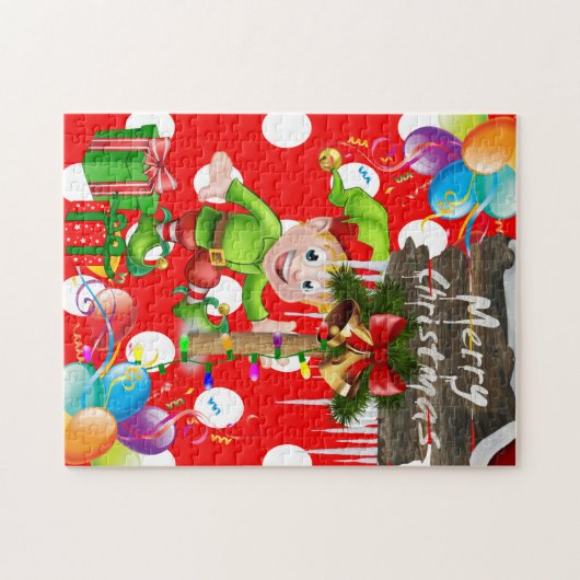 Frohe Weihnachts Puzzle Elf (Horizontal)