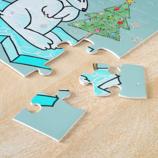 Frohe Weihnachts Puzzle Polar Bär Snowman (Seite)