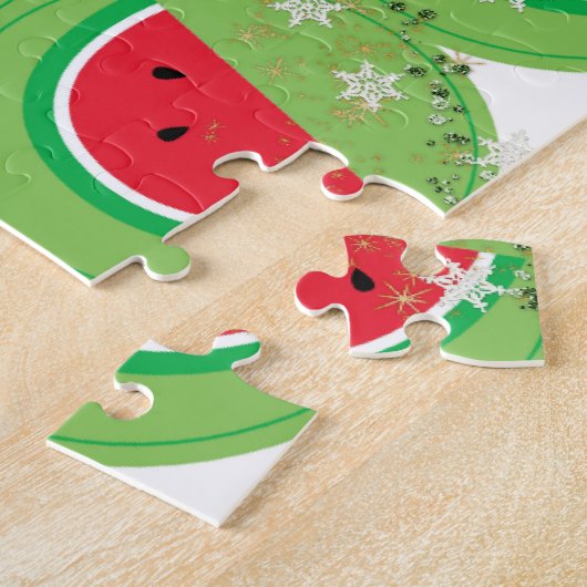 Frohe Weihnachts Puzzle Watermelon White Bow (Seite)