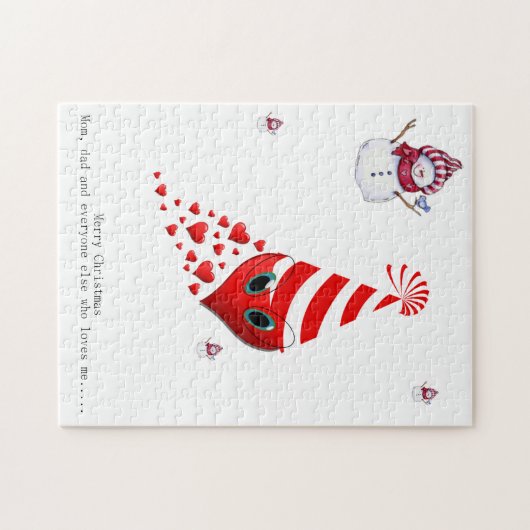 Frohe Weihnachts-Puzzle Weihnachten Schneemann Her Puzzle (Horizontal)