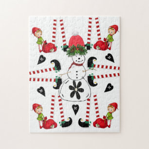 Frohe Weihnachts Puzzle Weihnachten Snowman Elf