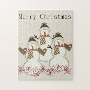 Frohe Weihnachts-Puzzle Weihnachten Snowman Puzzle