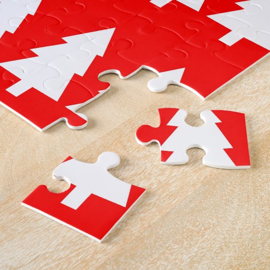 Frohe Weihnachts-Puzzle Weihnachten Weiße Bäume ro Puzzle (Seite)