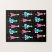 Frohe Weihnachts-Puzzle Weihnachtsbaumen Pink Blac Puzzle (Horizontal)