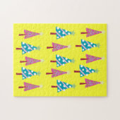 Frohe Weihnachts-Puzzle Weihnachtsbaumen Pink Blau Puzzle (Horizontal)