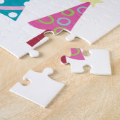 Frohe Weihnachts-Puzzle Weihnachtsbaumen Pink Blau Puzzle (Seite)
