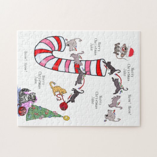 Frohe Weihnachts-Puzzle Weihnachtskatzenmäuse Meow Puzzle (Horizontal)