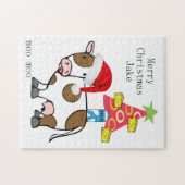 Frohe Weihnachts-Puzzle Weihnachtskuh Käse Puzzle (Horizontal)