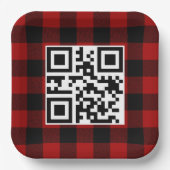 Frohe Weihnachts QR-Code auf Buffalo Kariert Pappteller (Vorderseite)