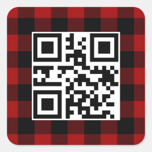 Frohe Weihnachts QR-Code auf Buffalo Kariert Quadratischer Aufkleber