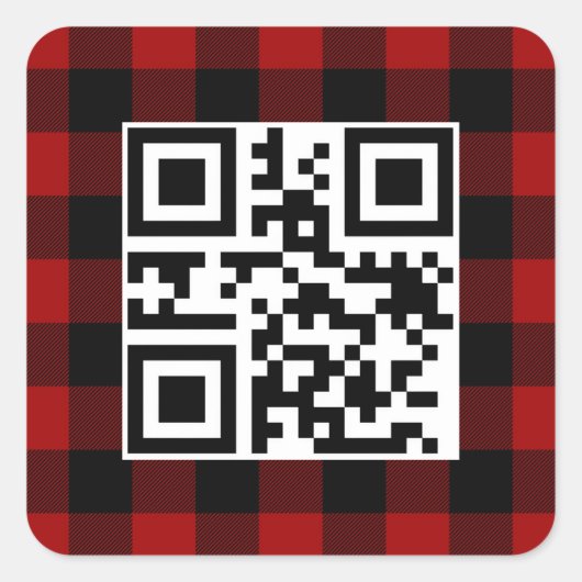 Frohe Weihnachts QR-Code auf Buffalo Kariert Quadratischer Aufkleber (Vorderseite)