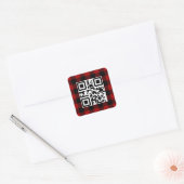 Frohe Weihnachts QR-Code auf Buffalo Kariert Quadratischer Aufkleber (Umschlag)