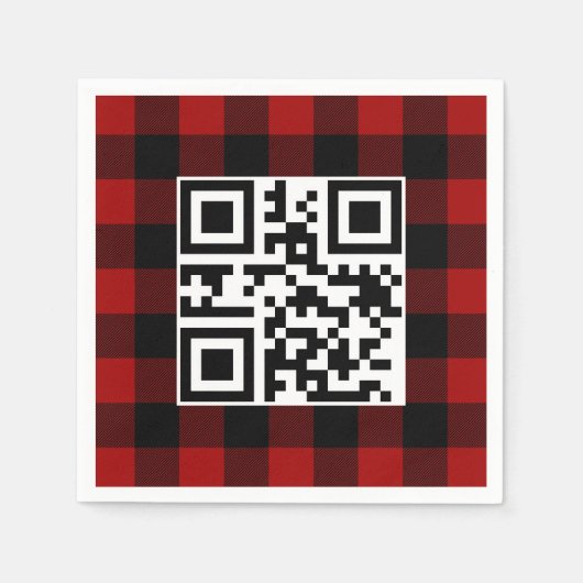 Frohe Weihnachts QR-Code auf Buffalo Kariert Serviette (Vorderseite)