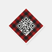 Frohe Weihnachts QR-Code auf Buffalo Kariert Serviette (Ecke)