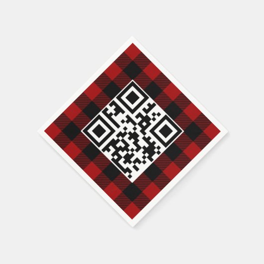 Frohe Weihnachts QR-Code auf Buffalo Kariert Serviette (Ecke)