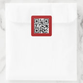 Frohe Weihnachts QR-Code auf Red Quadratischer Aufkleber (Tasche)