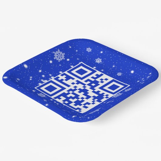 Frohe Weihnachts QR-Code für Schneeflocken Pappteller (Gewinkelt)