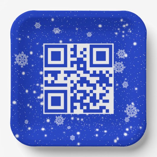 Frohe Weihnachts QR-Code für Schneeflocken Pappteller (Vorderseite)