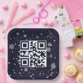 Frohe Weihnachts QR-Code für Schneeflocken Pappteller (Party)